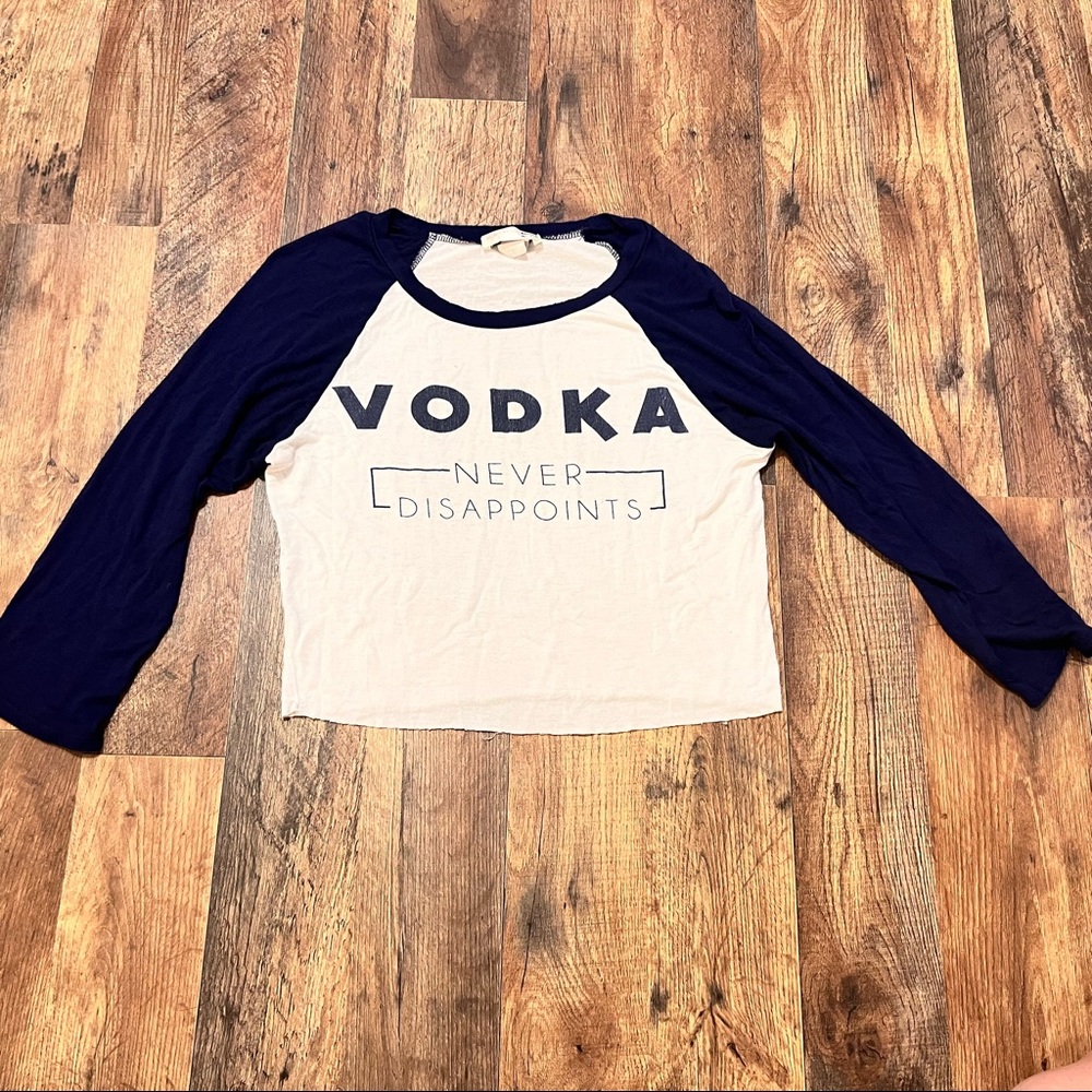 Funny Vodka Cropped Graphic Tee long sleve Funny Drinking Shirt Bachelorette